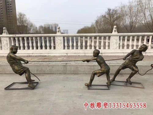 摔跤儿童铜雕 鄂州锻铜儿童雕塑加工厂 中雅雕塑